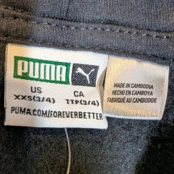 NWT PUMA Kids Unisex Black Fleece Hoodie w/ Silver Logo – Size XXS (3–4) - Picture 4 of 5